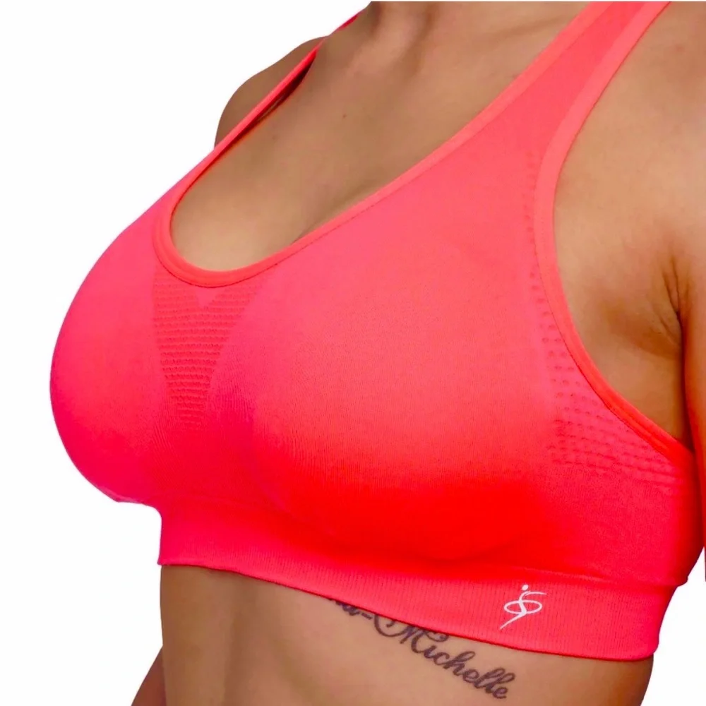 ❗️END OF YEAR SALE NWT Coral Red High Impact Sports Bra with Removable Cups S/M - Picture 2 of 10